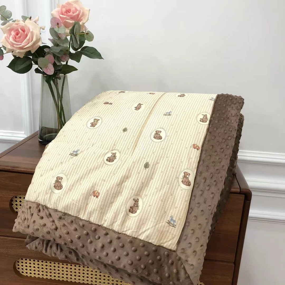 【梦露熊】A面纯棉B面婴儿绒1.5X2加厚豆豆被！填充大豆纤维！