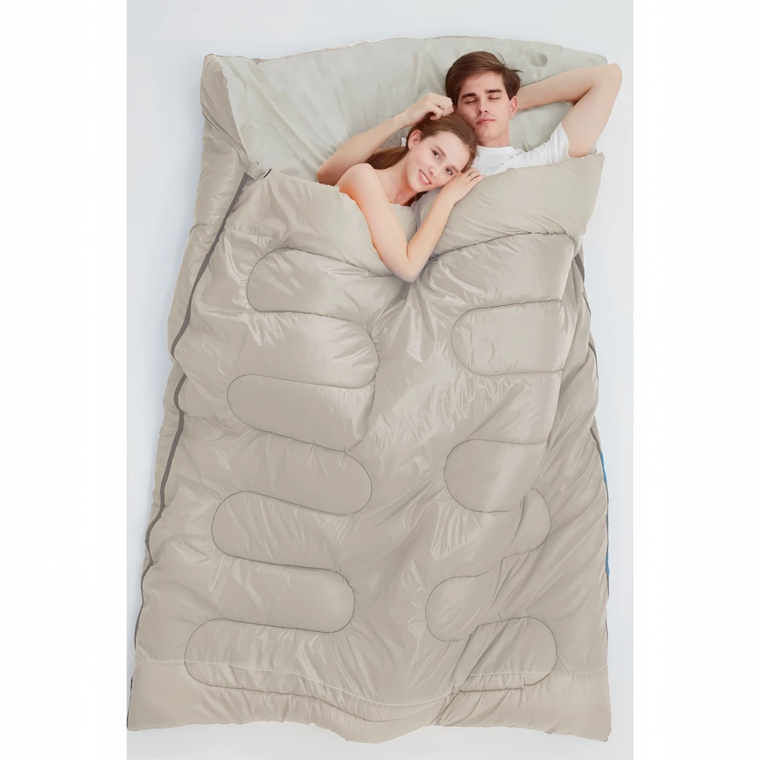 南极人带帽双人睡袋室内野外露营防踢防寒成人薄款轻便保暖便捷式