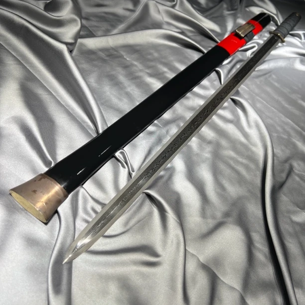 素影汉剑八面千层锻打白练花纹钢高端收藏简约宝剑中上研未开刃