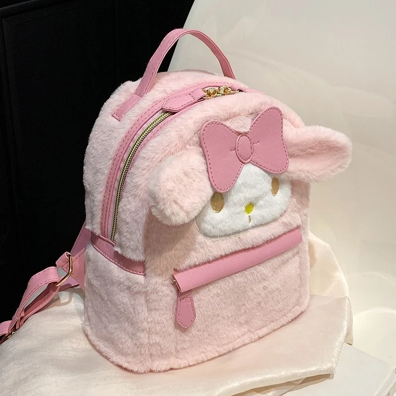 【热】毛茸茸包包女2023新款日系上课书包可爱少女双肩包毛绒背包