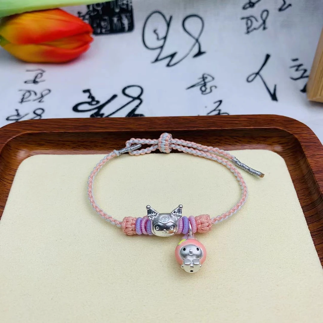 足银手链 鑫九银饰 足银库洛米手链