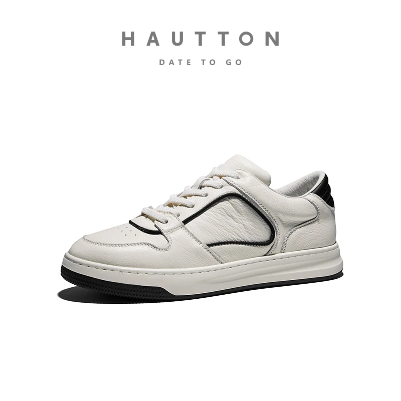 皓顿男款真皮板鞋男士时尚休闲百搭春秋透气潮流低帮933XB4732