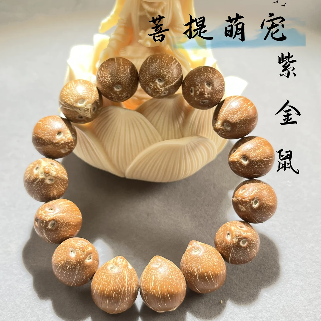 野生紫金招米鼠菩提手串文玩收藏紫金鼠光珠佛珠龙眼手串原籽