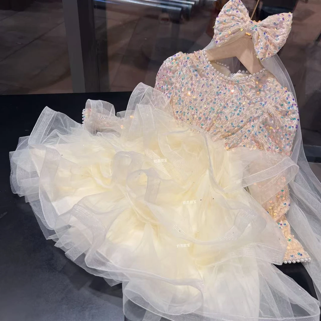 2025新款金丝绒美人鱼公主裙秋款长袖网红公主裙