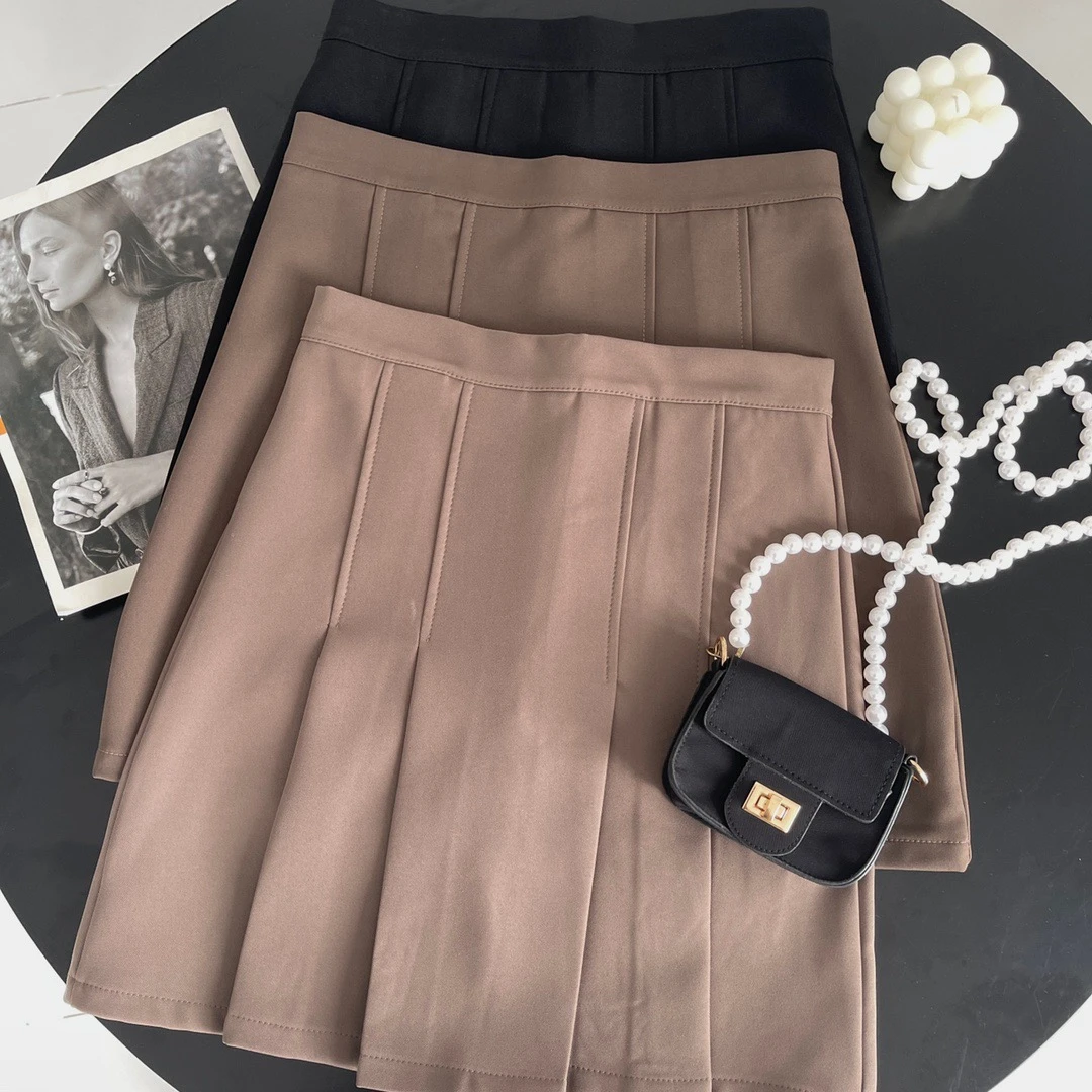 A4610夏季新款包臀压褶自带安全裤西装裙短裙