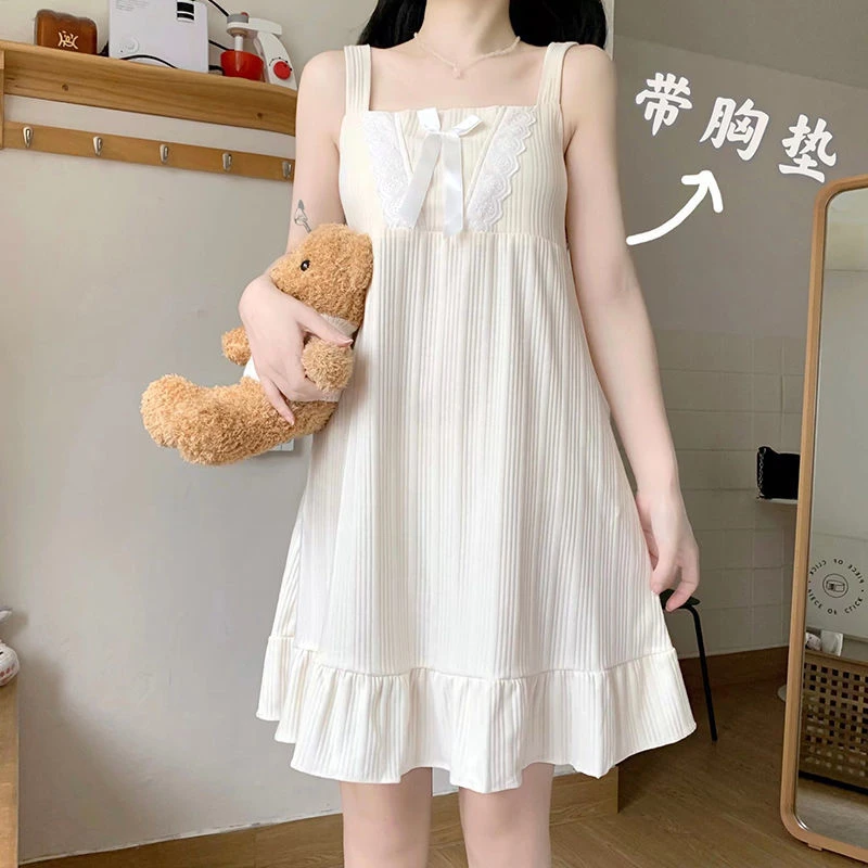 带胸垫夏季吊带睡裙女款爆款2024新款网红性感睡衣甜美可爱家居服