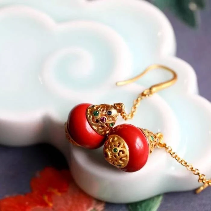 含辰砂工艺品灵丹真朱含辰砂工艺品【善念】耳坠 耳饰 本命年 礼物