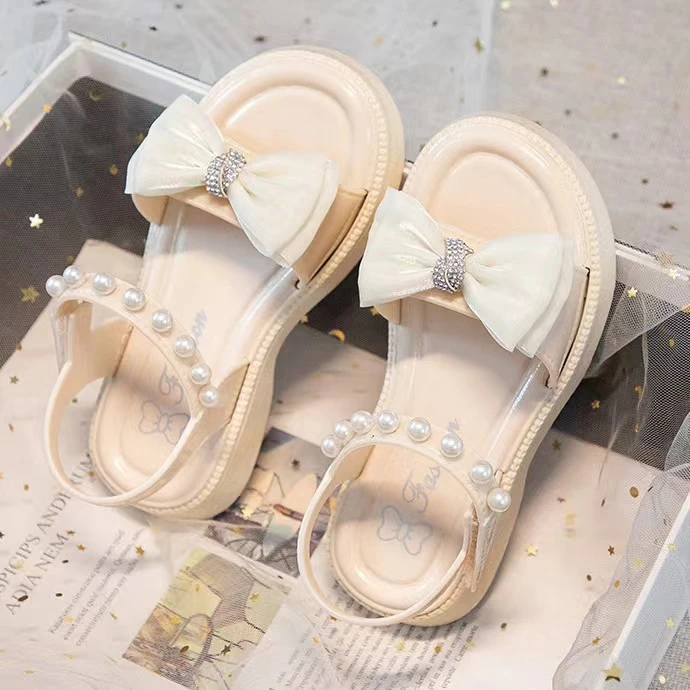 女童凉鞋夏季新款中童厚底时尚平底小女孩百搭软底公主鞋仙女风鞋