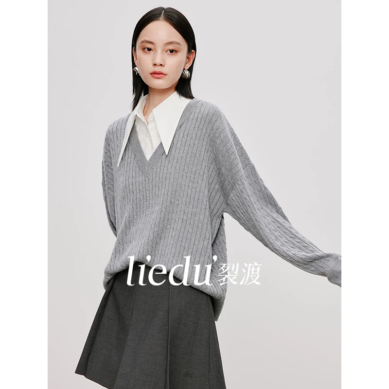 QC杨杨-微胖大码女装【黑标】复古学院风polo领毛衣慵懒风ZY408C23