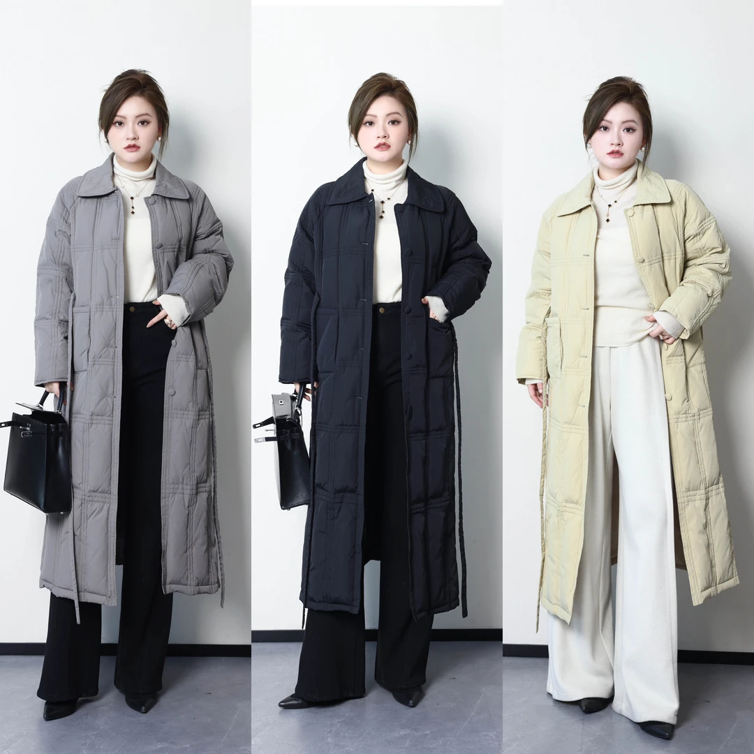 裂渡杨杨【凛冬恋曲】微胖大码女装冬季宽松格纹保暖羽绒服ZY312L18