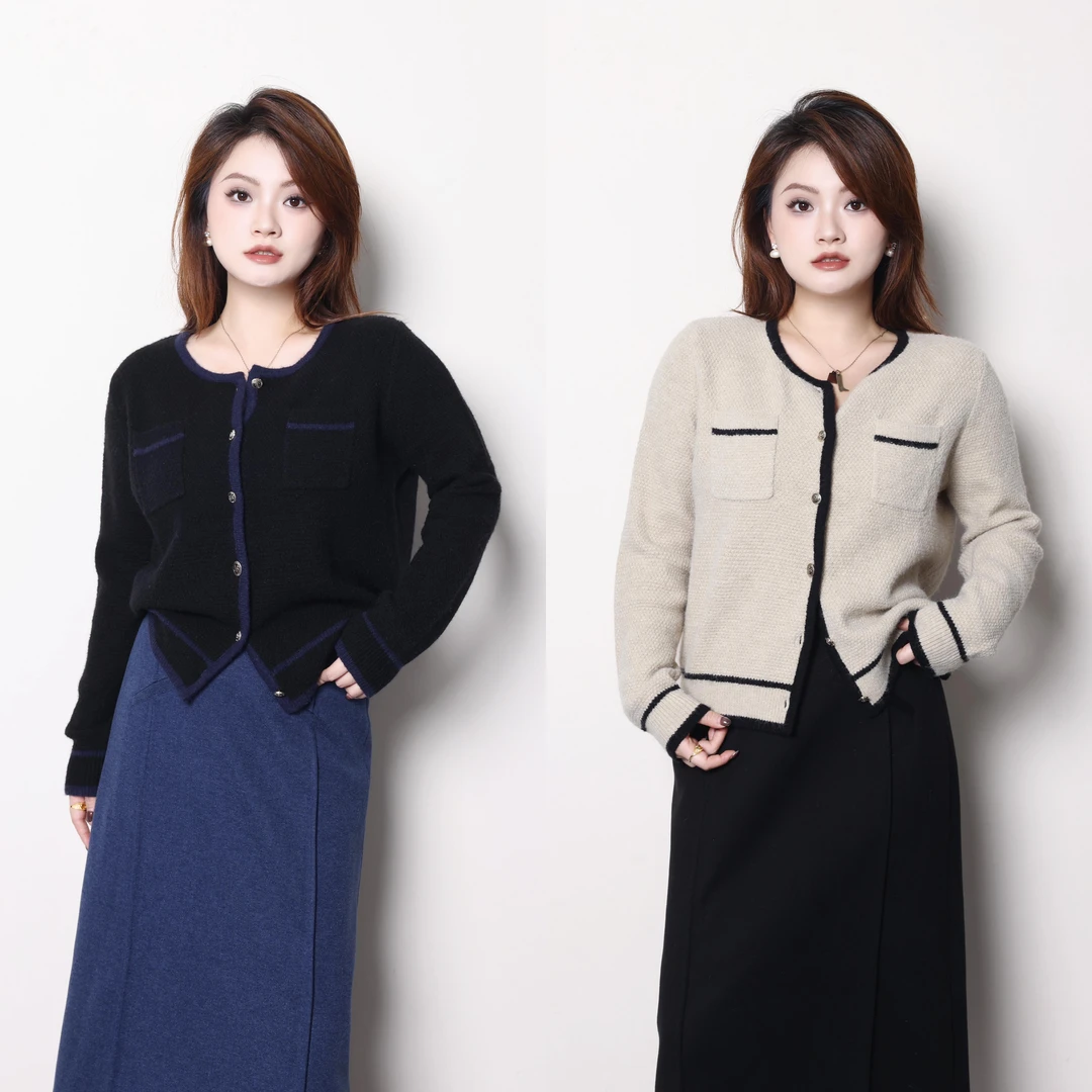 QC杨杨【菲林假日】微胖大码女冬气质小香风针织衫毛衣ZY409L61