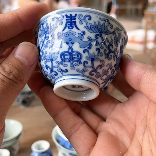 杯青花瓷器柴窑青花