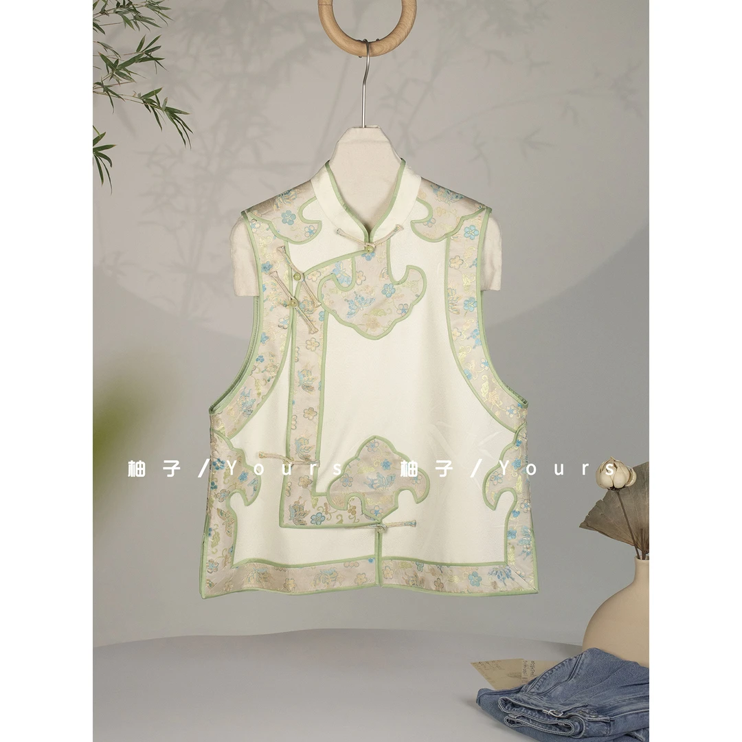 现【蝶花如意】早秋穿搭新中式重磅100桑蚕丝刺绣斜襟太太马甲