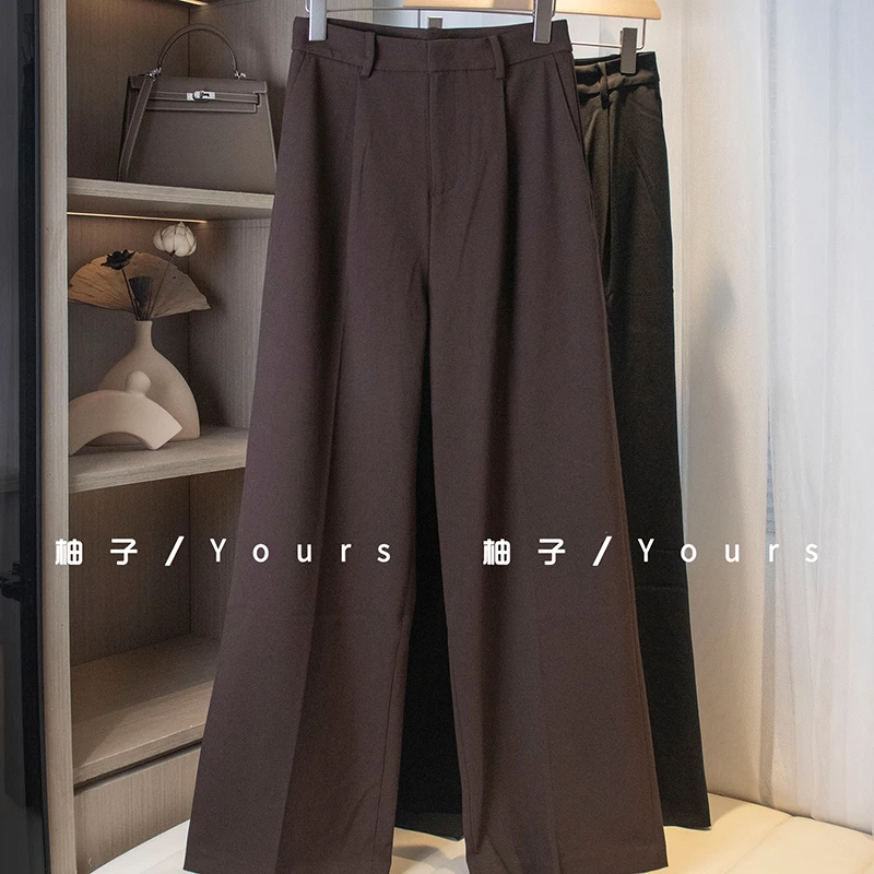 柚子Yours【职场穿搭】秋季新品  高腰捏褶垂感直筒裤