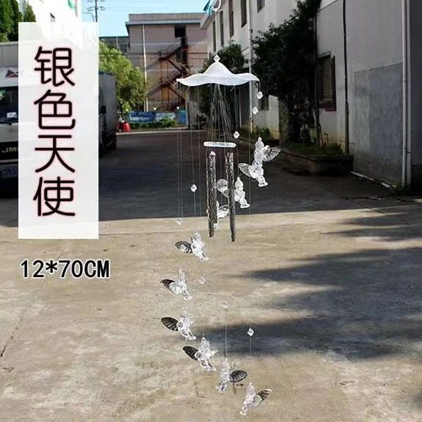 天使银色风铃挂饰生日礼物女海豚爱心千纸鹤风铃挂件户外阳台挂饰