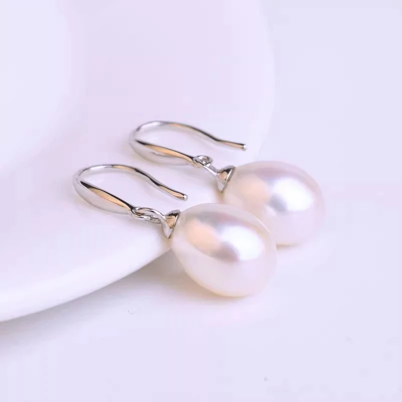 天然淡水真水滴珍珠耳环时尚百搭韩国简约气质耳钩银防过敏耳坠