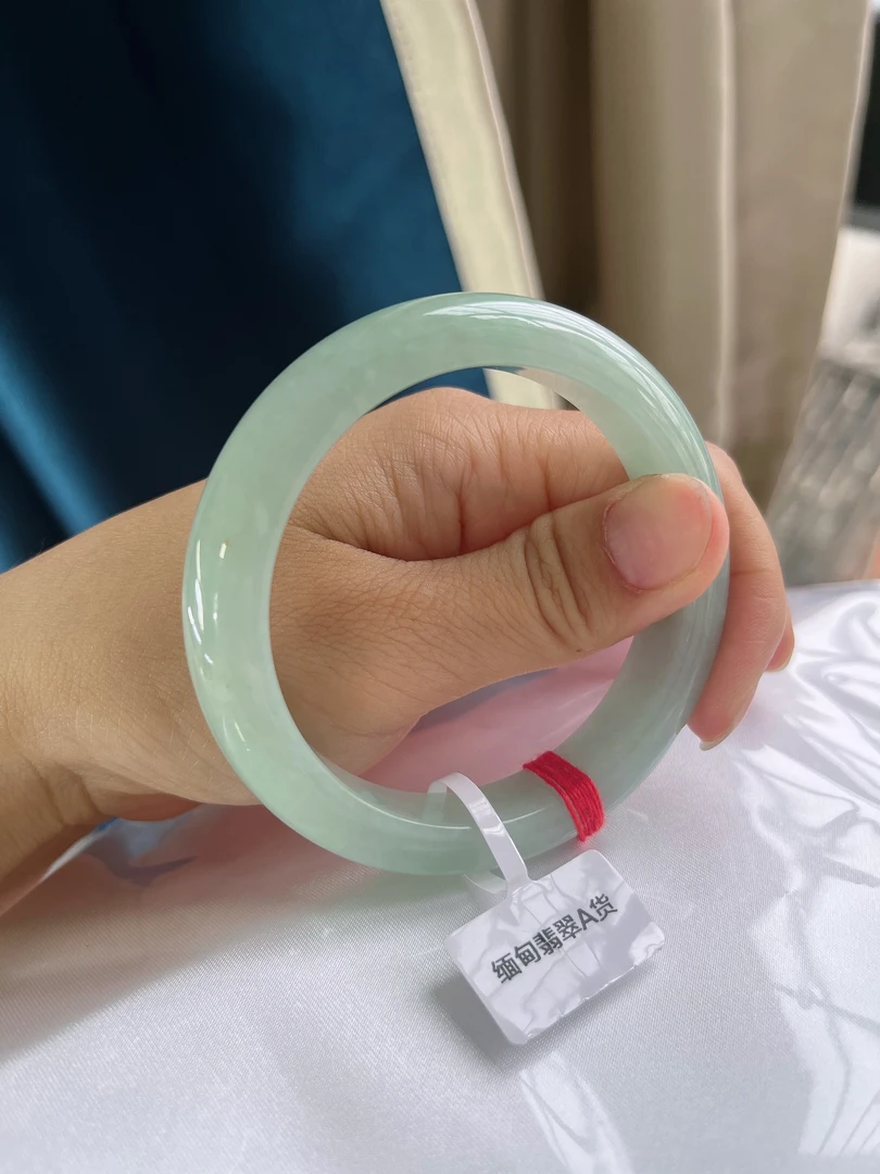 12130缅甸翡翠A货58圈老坑水润满色宽边手镯女款少女妈妈时尚