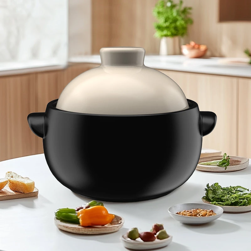 康舒陶瓷砂锅煲圆润锅型耐热煮粥煲汤炖菜焖煲家用明火大容量沙锅
