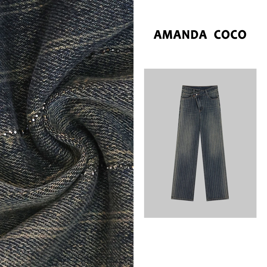 COCO | 欧货潮牌~高定烫钻气质显瘦牛仔阔腿裤