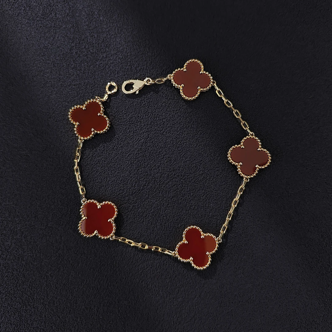 18k金15m中号五花手链红玛瑙