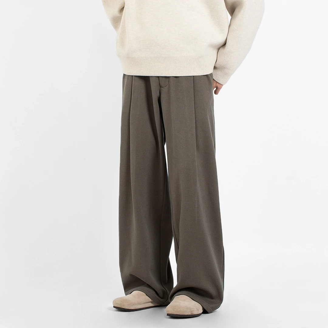 GANGURRU冬季重磅加厚老钱风西裤直筒阔腿休闲裤男款垂感宽松长裤