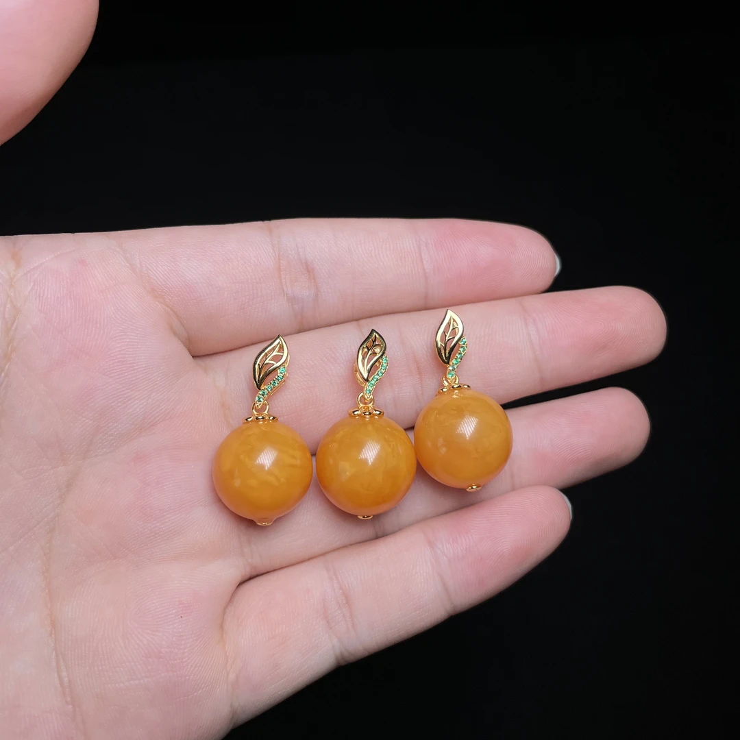 菲菲珠宝好*S925蜜蜡吊坠-圆珠约30*15mm-多样性发一