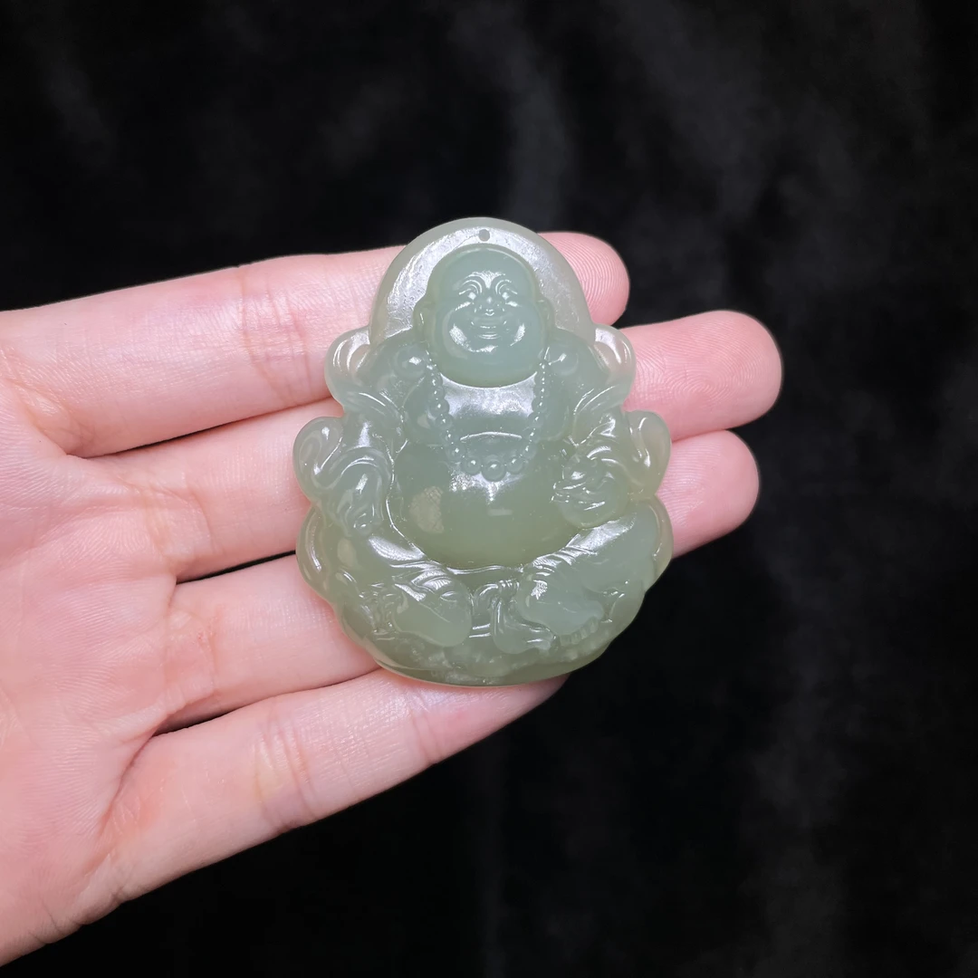 菲菲珠宝好*和田玉逍遥佛吊坠约49*41mm