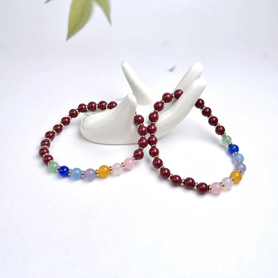 含辰砂工艺品菲菲珠宝好*45882朱砂单圈手串约6mm*多样性发一