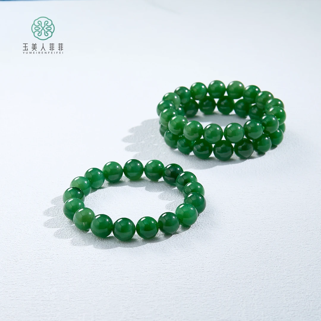 菲菲珠宝好*碧玉单圈圆珠约12mm手串*多样性发一