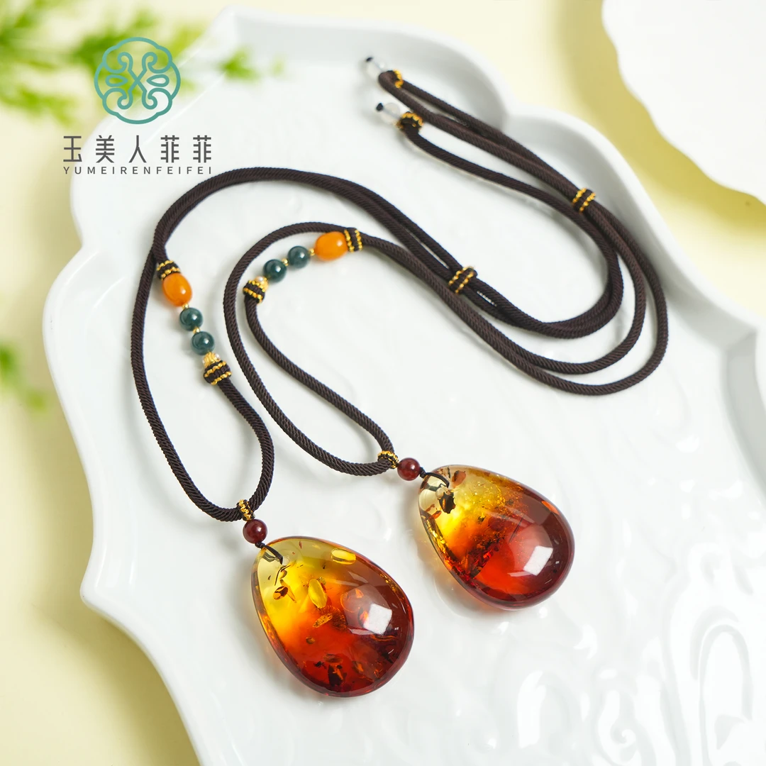 景景严选*琥珀水滴吊坠约44*43mm*多样性发一