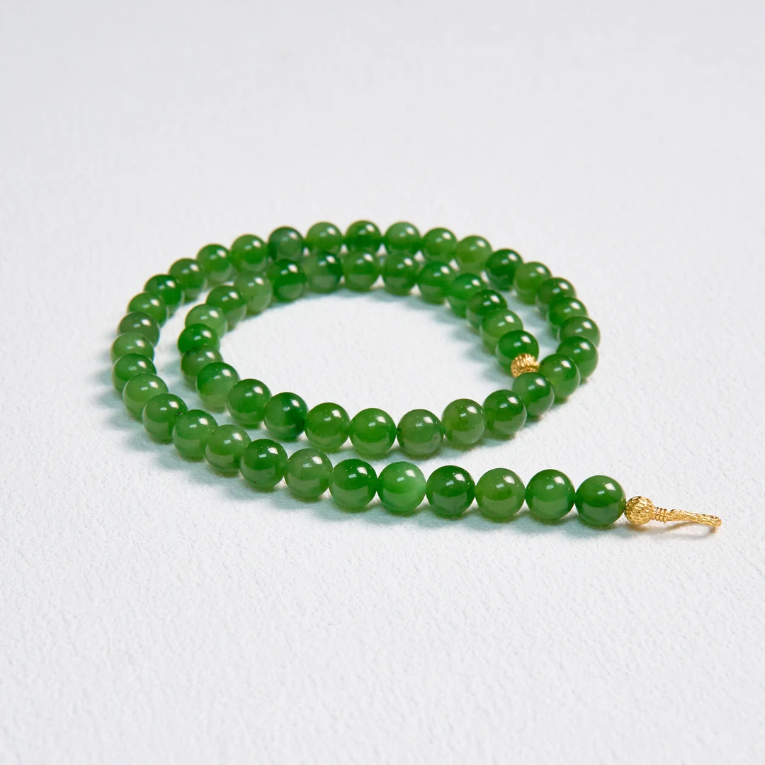 菲菲珠宝好*S925和田玉项链-圆珠约7-8mm