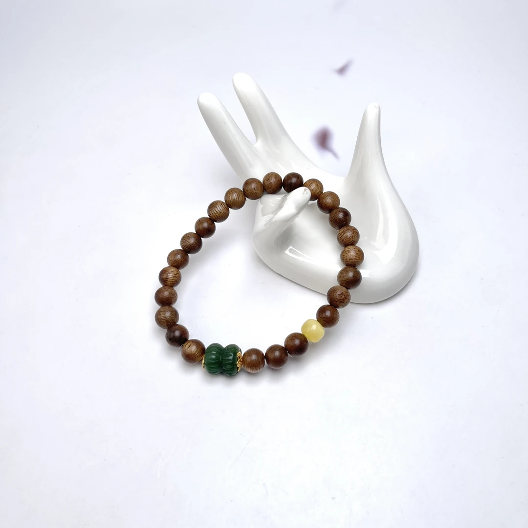 菲菲珠宝好~绿檀圆珠约7mm手串