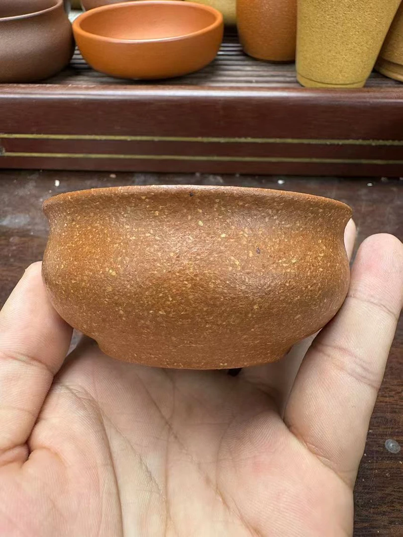 原矿紫砂20目手工泥红降坡普洱杯110CC