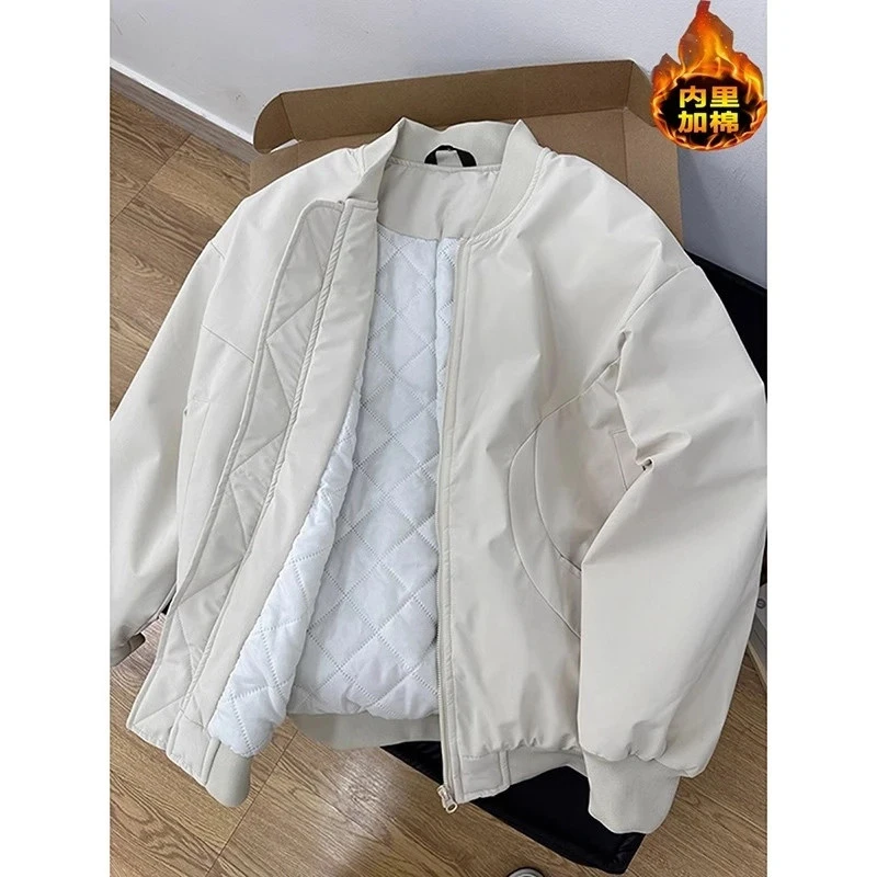 美式高街飞行夹克棉服男冬季加厚夹棉棒球服cleanfit立领短款外套