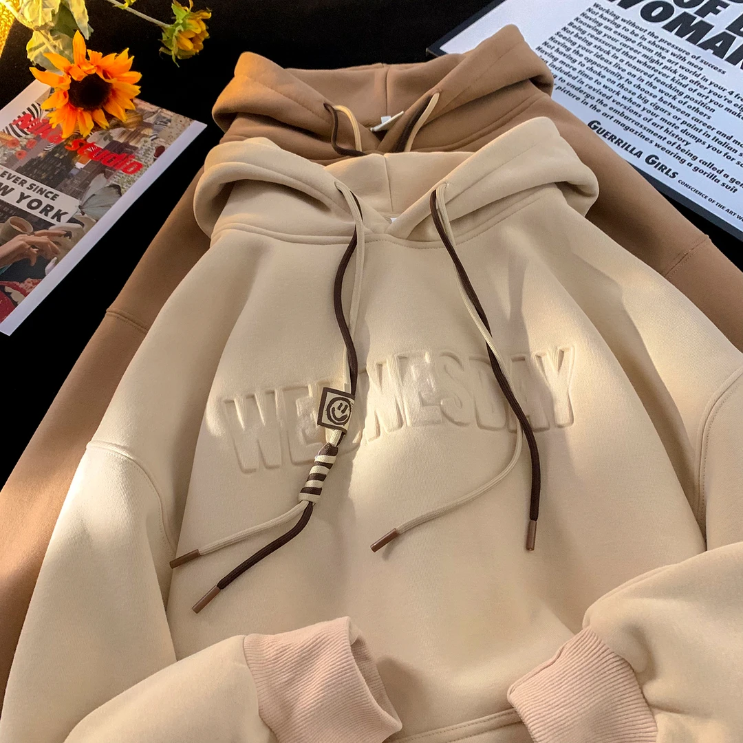 V37重磅美式帽衫质感卫衣男2023秋冬新款潮牌连帽高街上衣外套