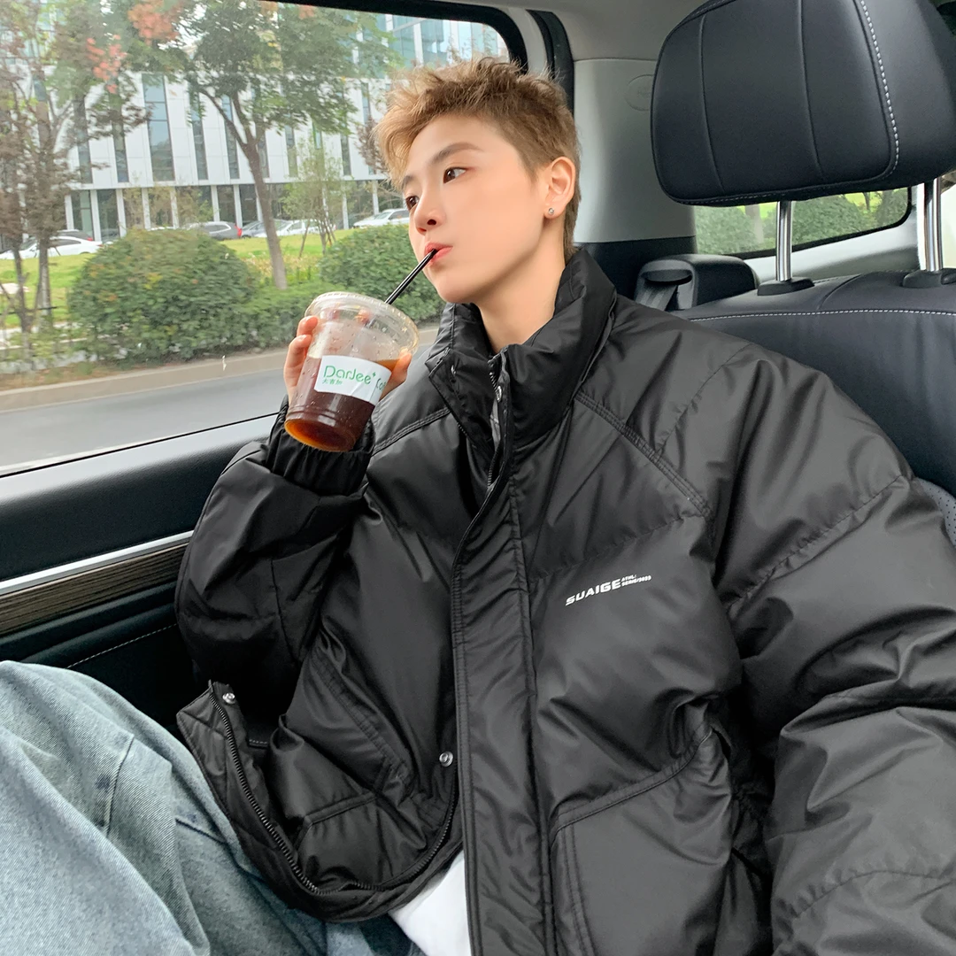 黑色短款羽绒服男冬季2024新款面包服潮牌大码宽松情侣爆款外套