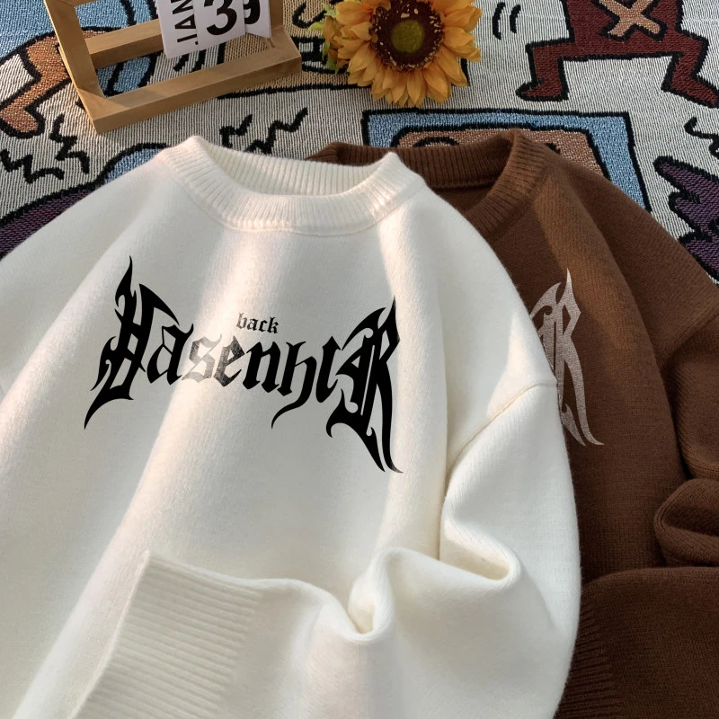 美式高街毛衣男春秋季高级感痞帅穿搭潮牌针织衫cleanfit小众外套