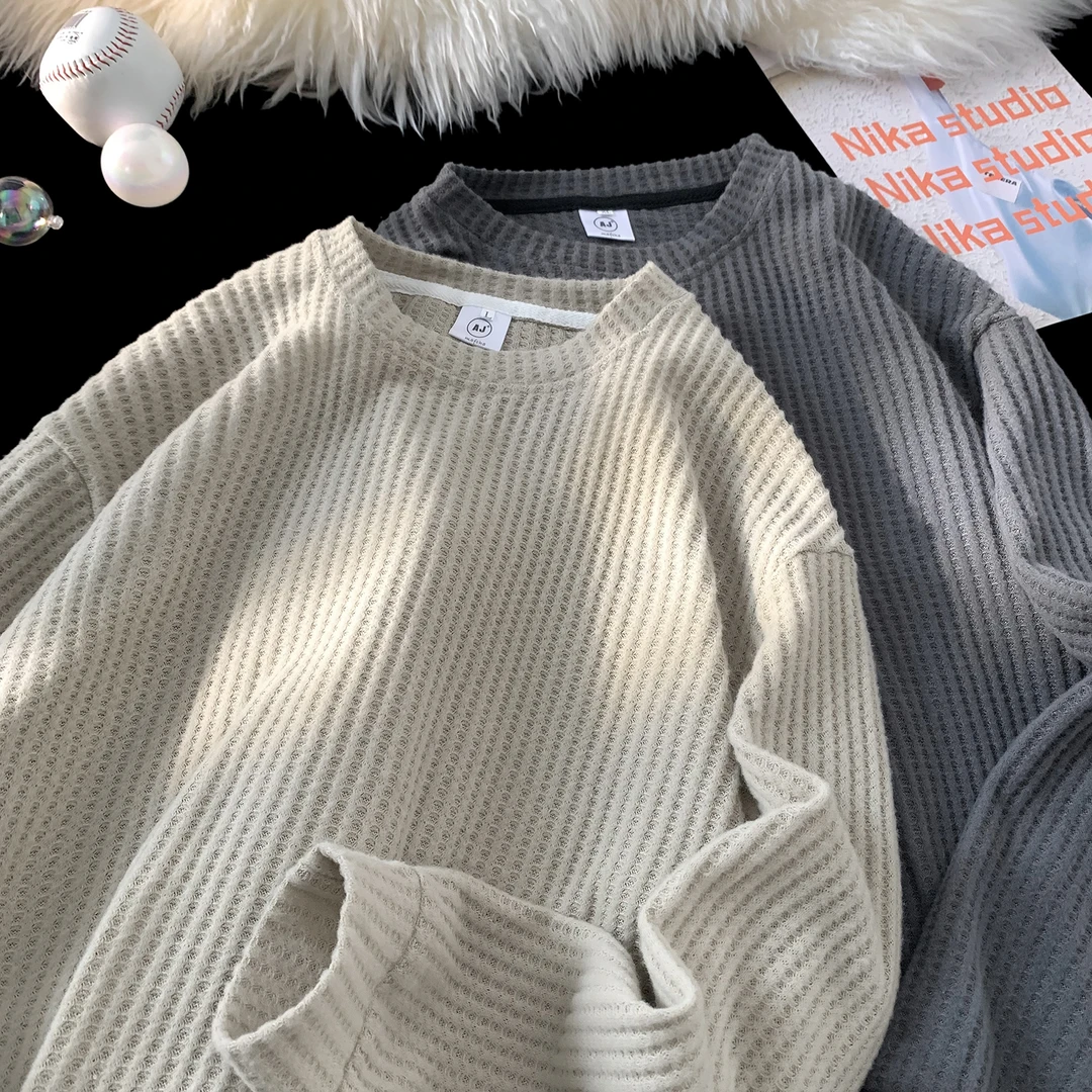 V37冷淡风高级感圆领卫衣男2025冬季潮牌美式简约百搭休闲打底衫