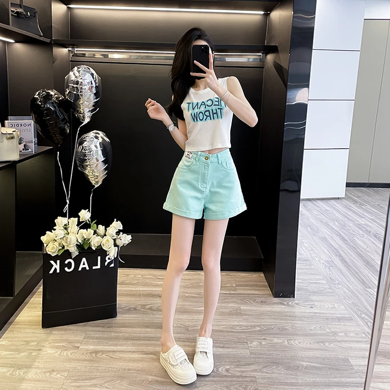 印花吊带背心女夏甜辣短款上衣修身无袖针织t恤显瘦高腰阔脚牛仔
