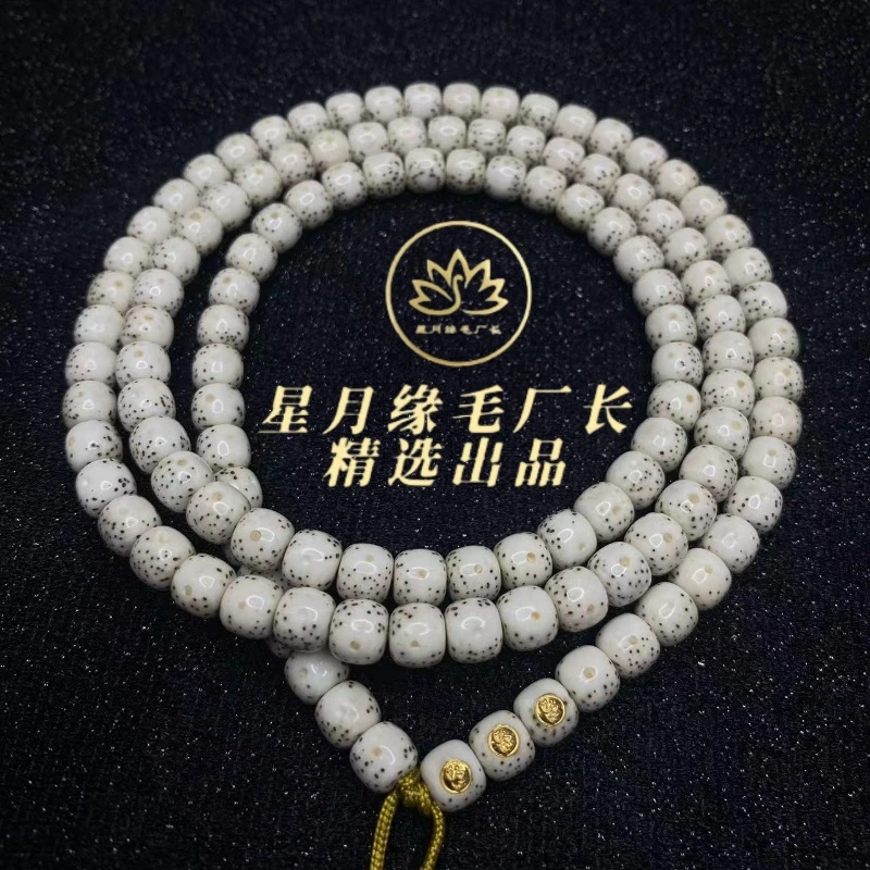 H39原生态星月菩提同枝纯瓷白月朗星稀8*7mm文玩好物【奢华三金标】