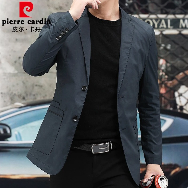 皮尔卡丹休闲西服男2025春秋新款修身男装便西中年商务小西装外套