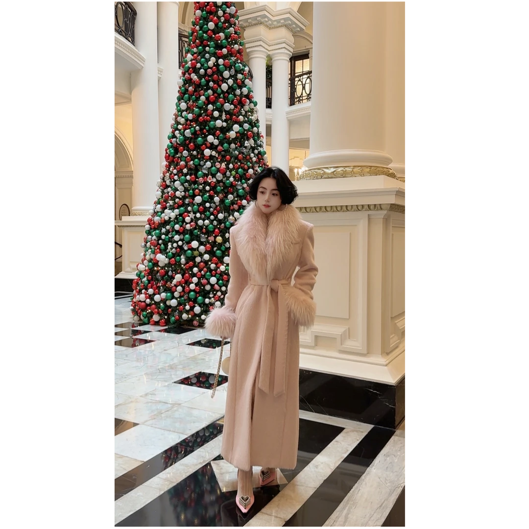 LYXJ【粉红女郎】秋冬法式复古收腰气质大衣11416