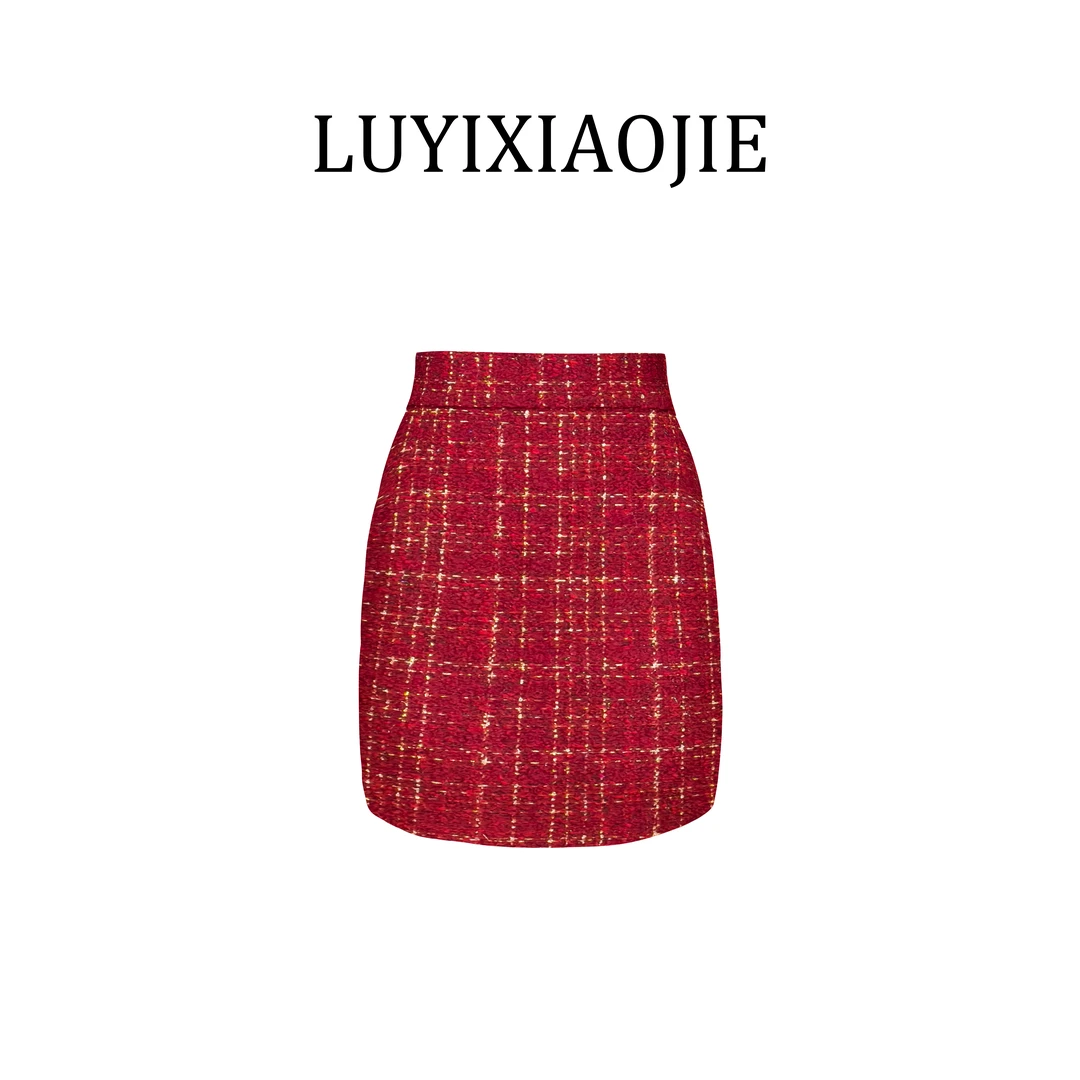 LYXJ【帕丁顿千金半身裙】毛呢裙格纹半身裙10772