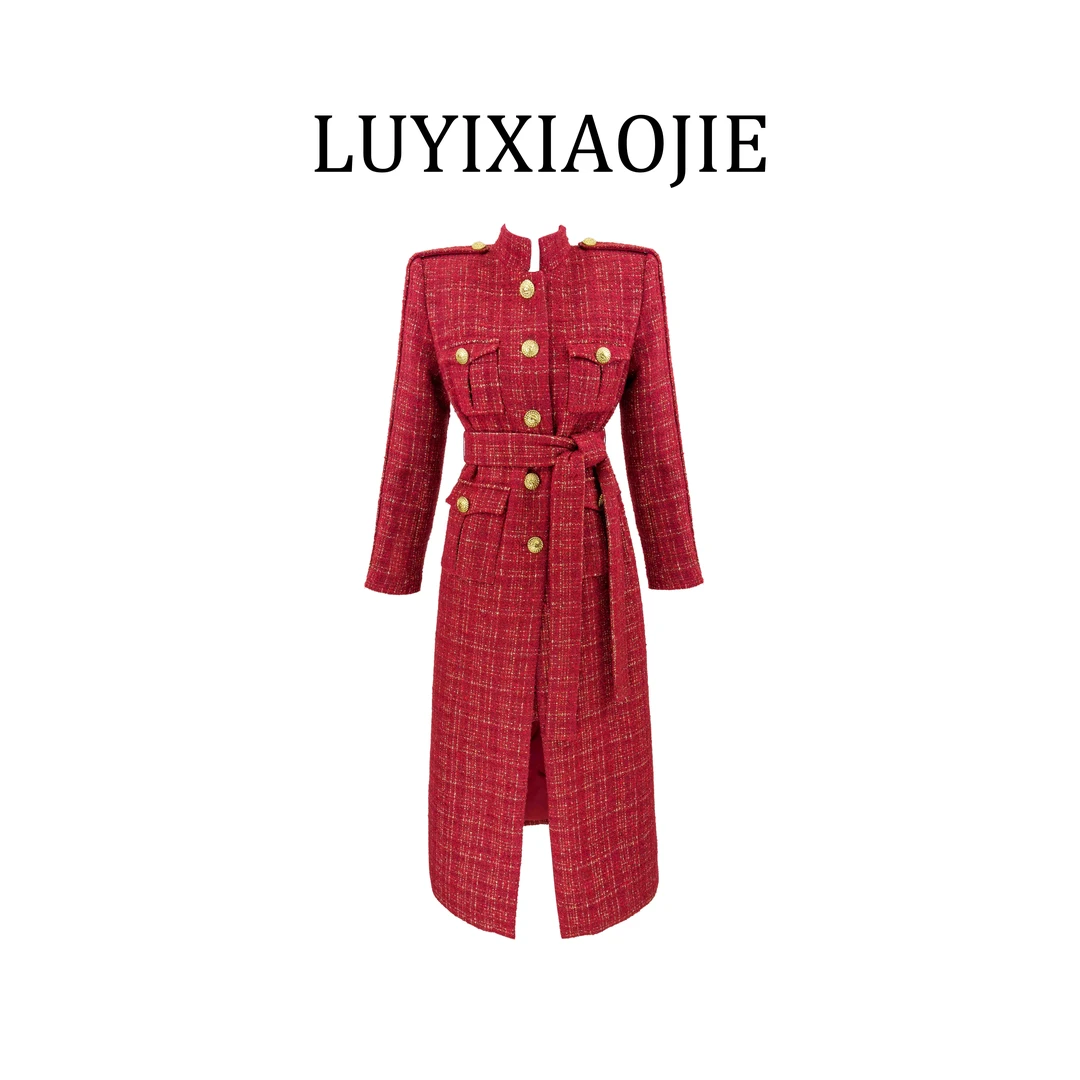 LYXJ【帕丁顿千金】秋冬长款红色显瘦羽绒服10732