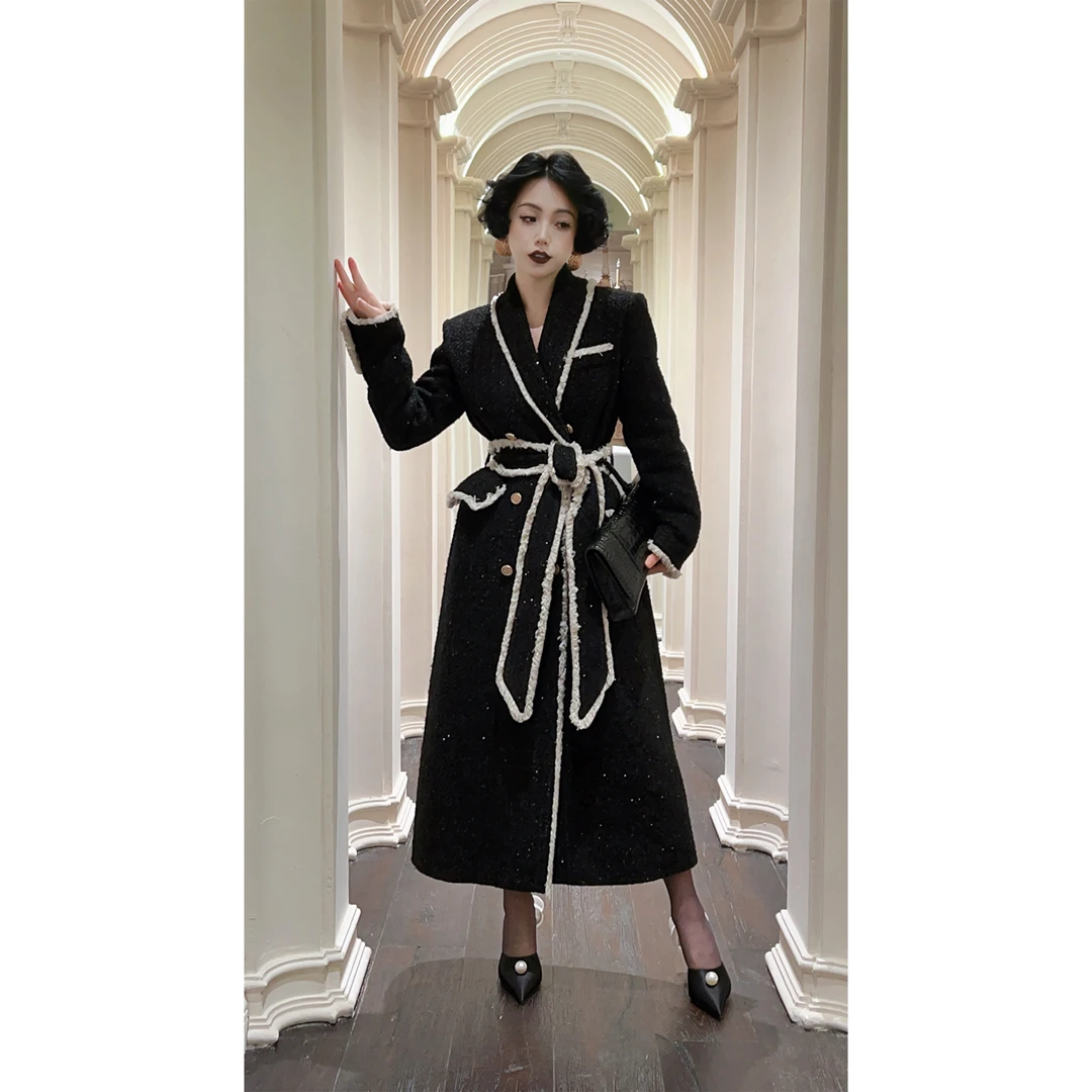 LYXJ【哥德堡书签】秋冬小香风毛呢浴袍羽绒服200490