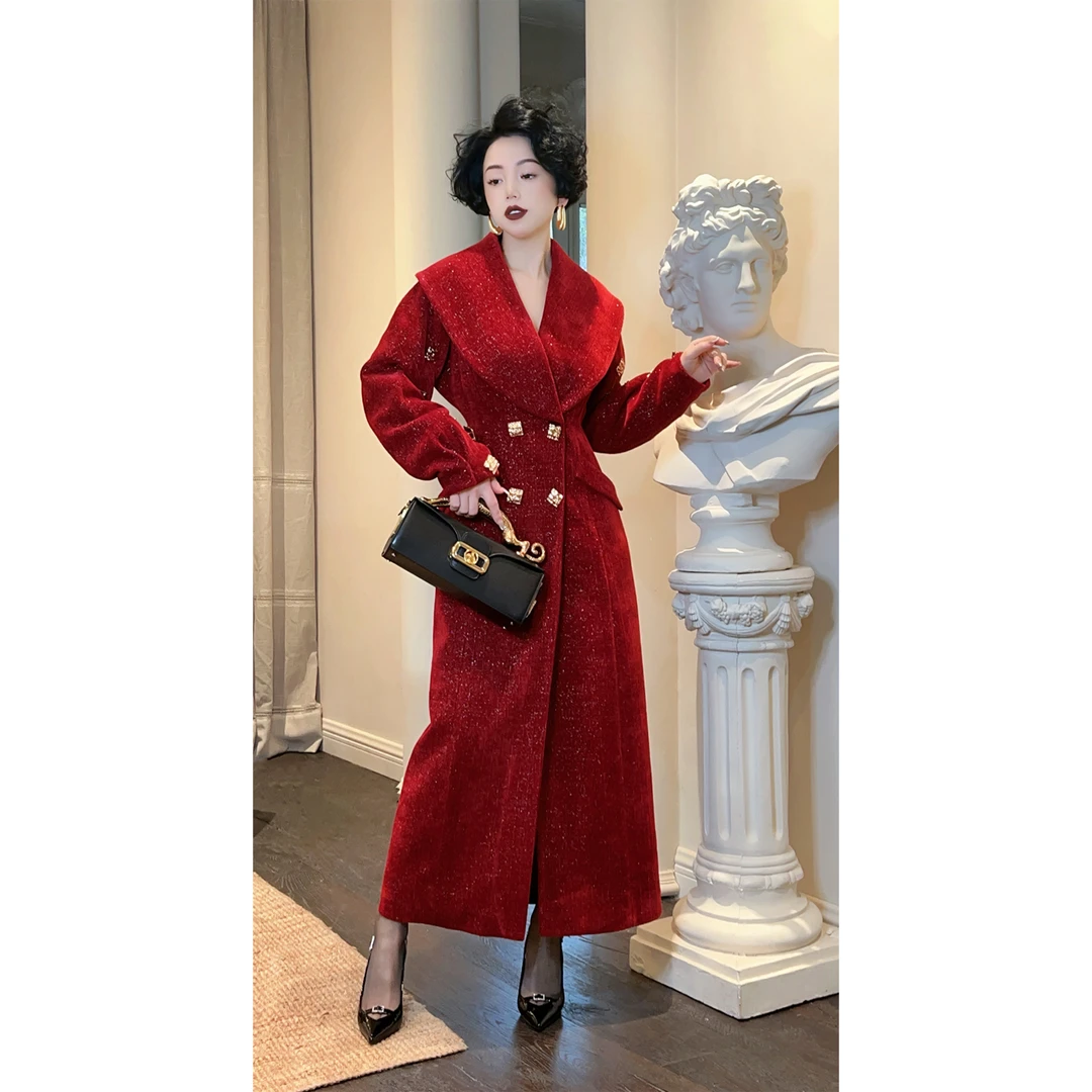 LYXJ【灼金美人】红色显瘦收腰羽绒服10819