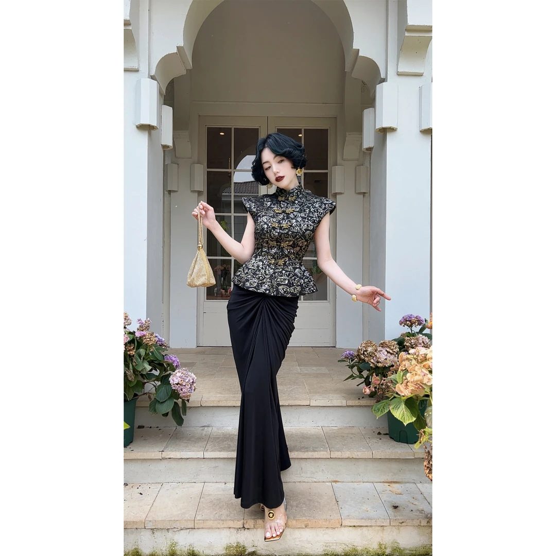 LYXJ【西亚尔酒廊】夏季复古希腊风半身裙10992