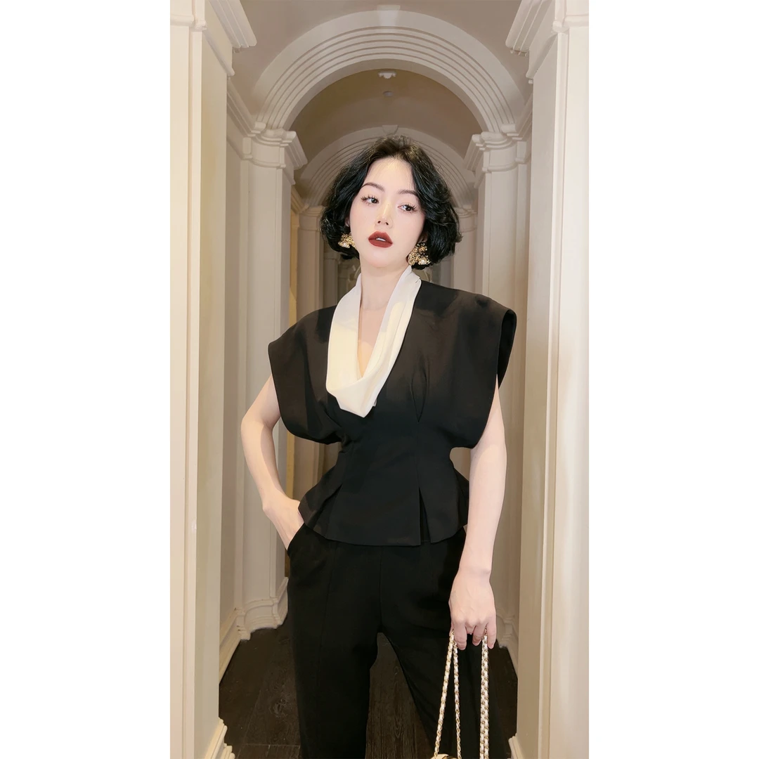 LYXJ【圣日尔曼】夏季时尚气质显瘦拼接上衣10963