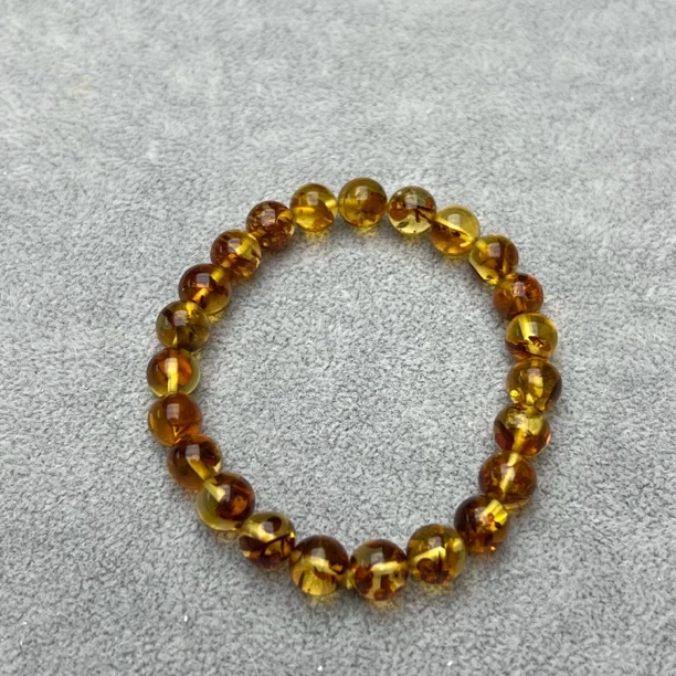 琥珀蜜蜡圆珠手串琥珀手串蜜蜡手串花珀琥珀时尚手链百搭