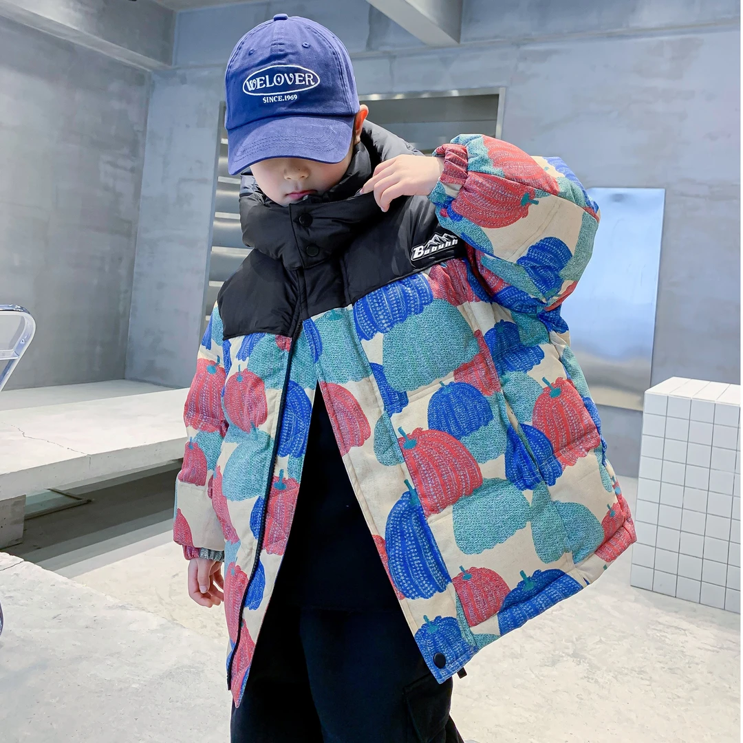 「拼接南瓜」男童冬款加厚羽绒服童装中大童保暖潮流K234YRF3784